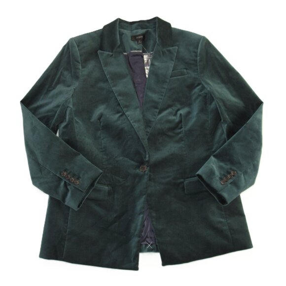 NWT J.Crew Willa Blazer in Old Forest Green Stretch Velvet Jacket 16 - Picture 2 of 4